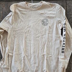 Brixton Cream Long Sleeve Logo Tee with Black Print